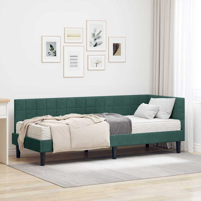 Struttura Letto Angolare con Materasso 2 pcs Verde Velluto 3393960