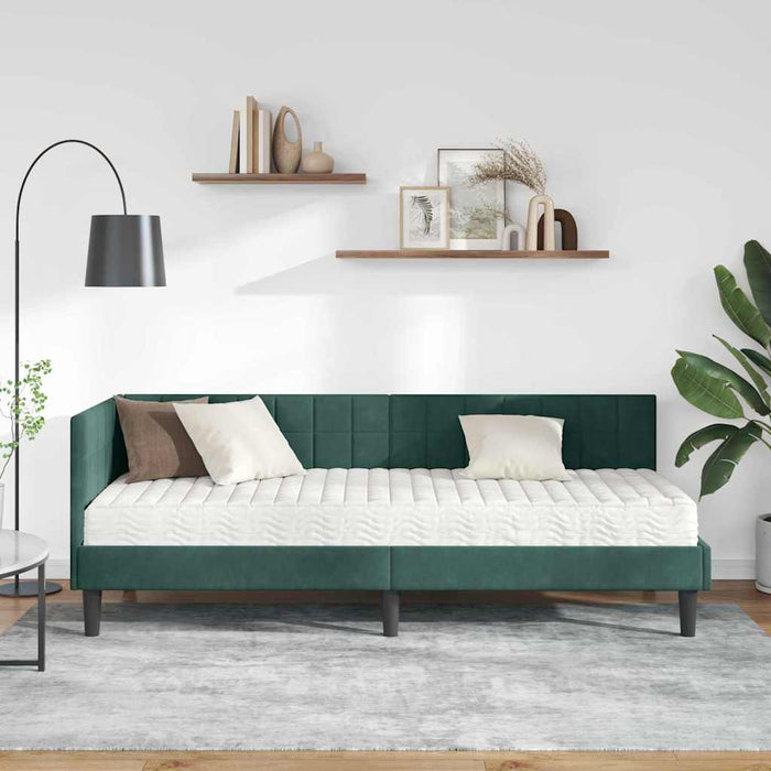 Struttura Letto Angolare con Materasso 2 pcs Verde Velluto 3393960