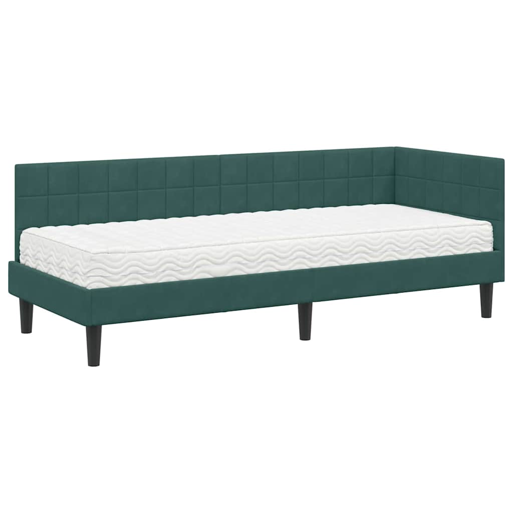 Struttura Letto Angolare con Materasso 2 pcs Verde Velluto 3393960