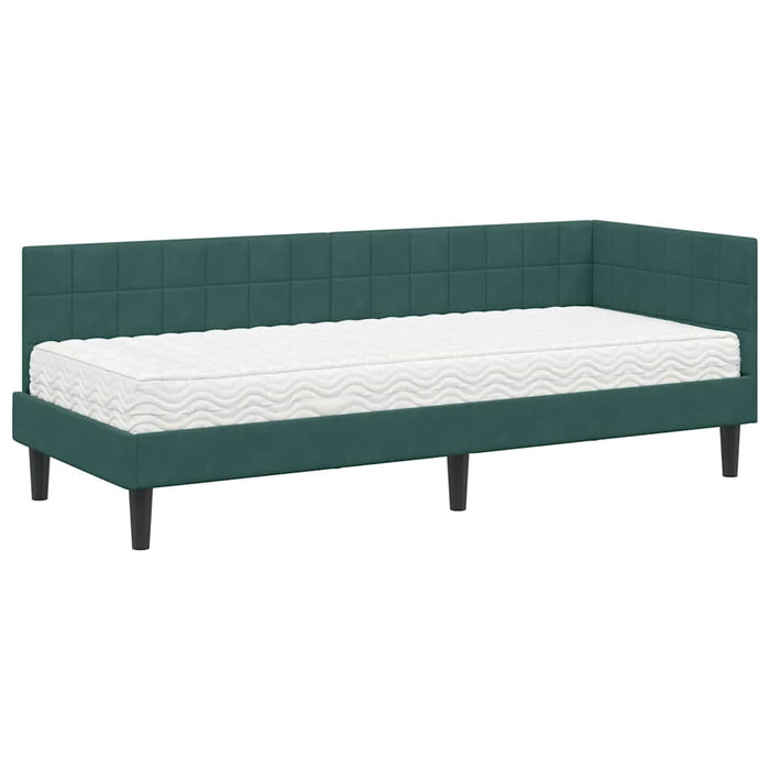 Struttura Letto Angolare con Materasso 2 pcs Verde Velluto 3393960