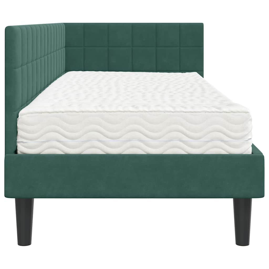 Struttura Letto Angolare con Materasso 2 pcs Verde Velluto 3393960