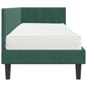 Struttura Letto Angolare con Materasso 2 pcs Verde Velluto 3393960