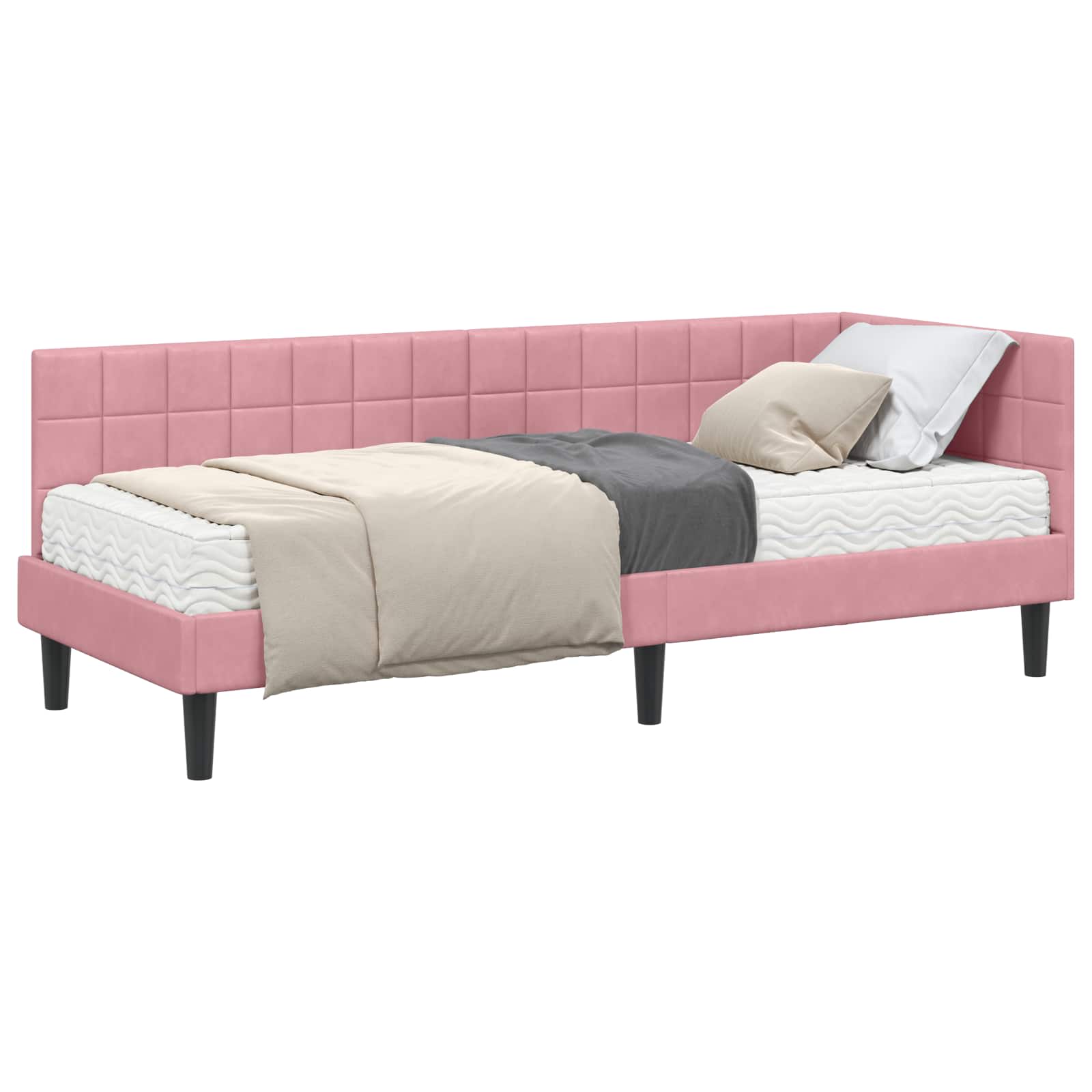 Struttura Letto Angolare con Materasso 2 pcs Grigio Velluto 3393961