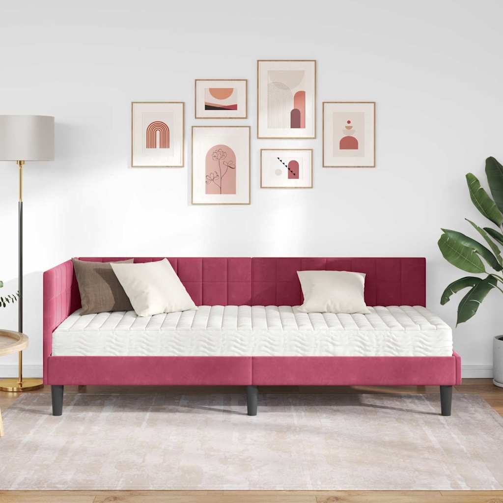 Struttura Letto Angolare con Materasso 2 pcs Verde Velluto 3393962