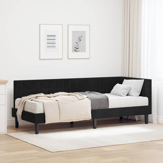Struttura Letto Angolare con Materasso 2 pcs Nero Velluto 3393963