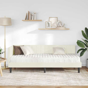 Struttura Letto Angolare con Materasso 2 pcs Crema Velluto 3393965