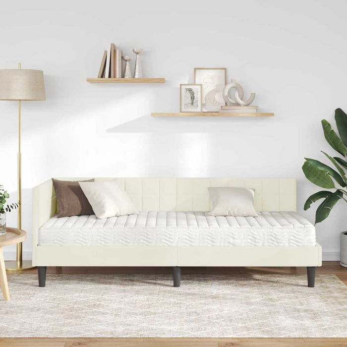 Struttura Letto Angolare con Materasso 2 pcs Crema Velluto 3393965