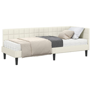 Struttura Letto Angolare con Materasso 2 pcs Crema Velluto 3393965