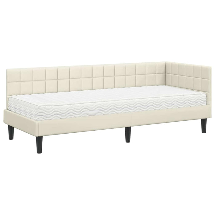 Struttura Letto Angolare con Materasso 2 pcs Crema Velluto 3393965