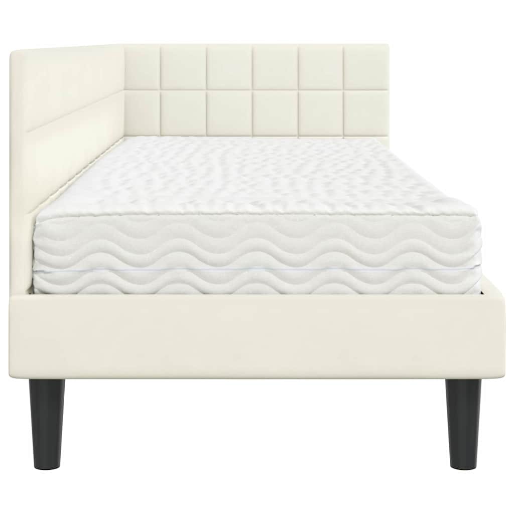 Struttura Letto Angolare con Materasso 2 pcs Crema Velluto 3393965