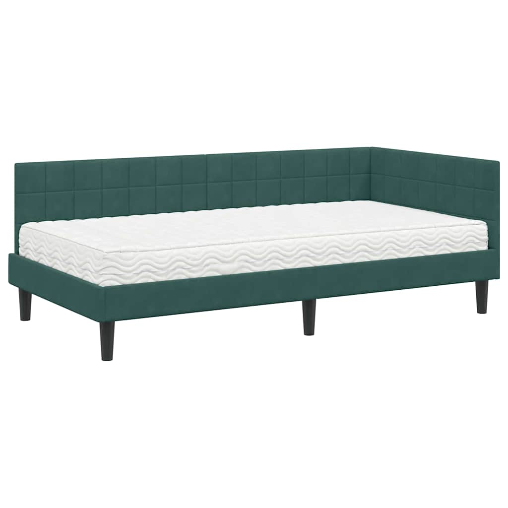 Struttura Letto Angolare con Materasso 2 pcs Verde Velluto 3393970