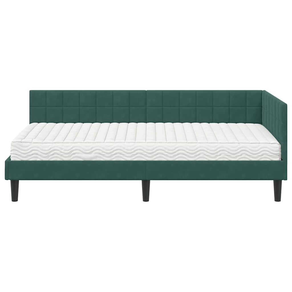Struttura Letto Angolare con Materasso 2 pcs Verde Velluto 3393970