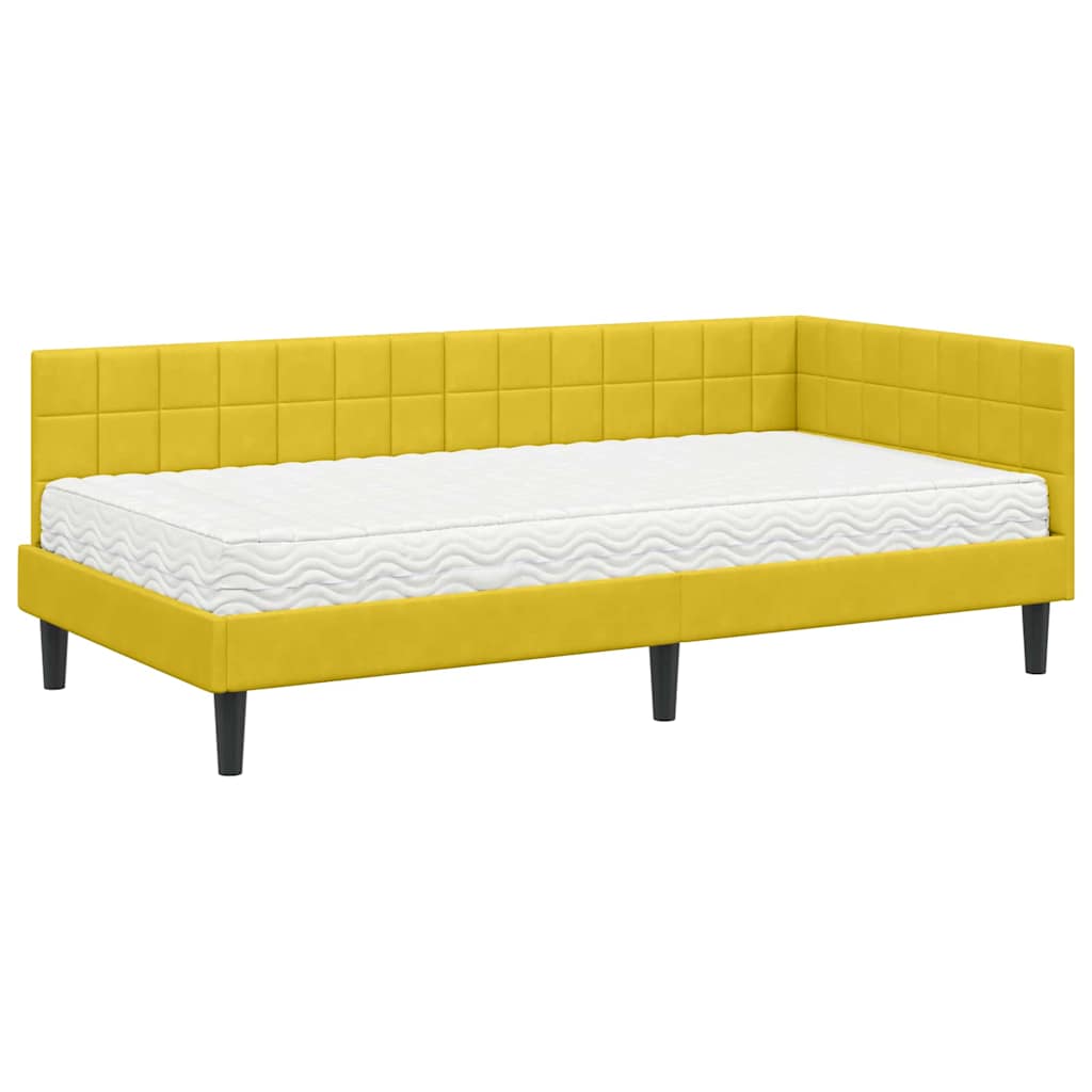 Struttura Letto Angolare con Materasso 2 pcs Giallo Velluto 3393974