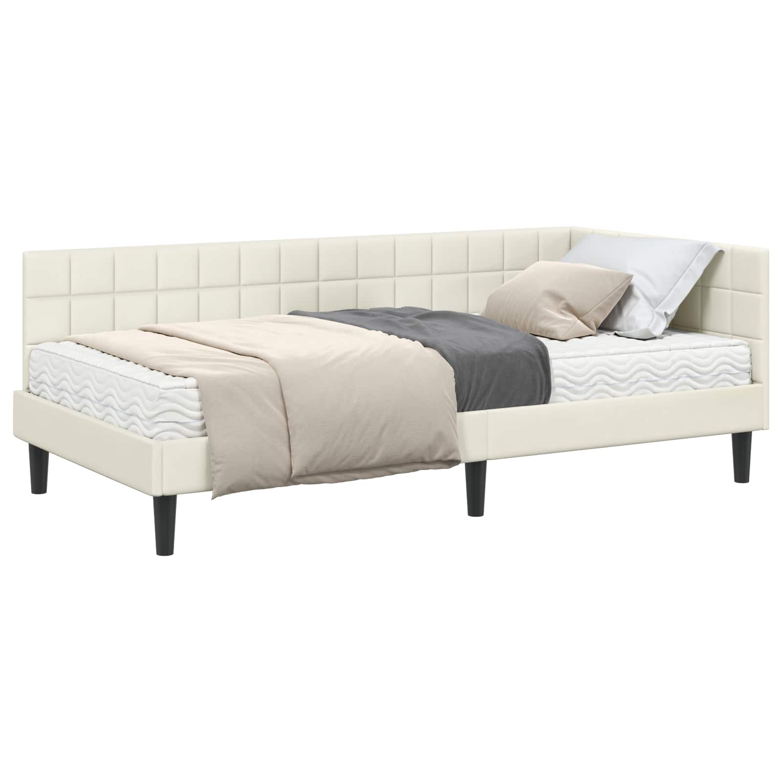 Struttura Letto Angolare con Materasso Crema 90 x 190 cm 3393975