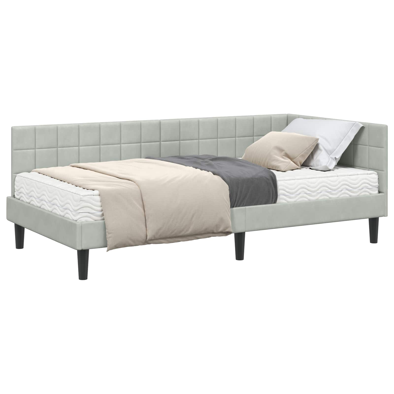 Struttura Letto Angolare con Materasso 2 pcs Grigio chiaro 3393978