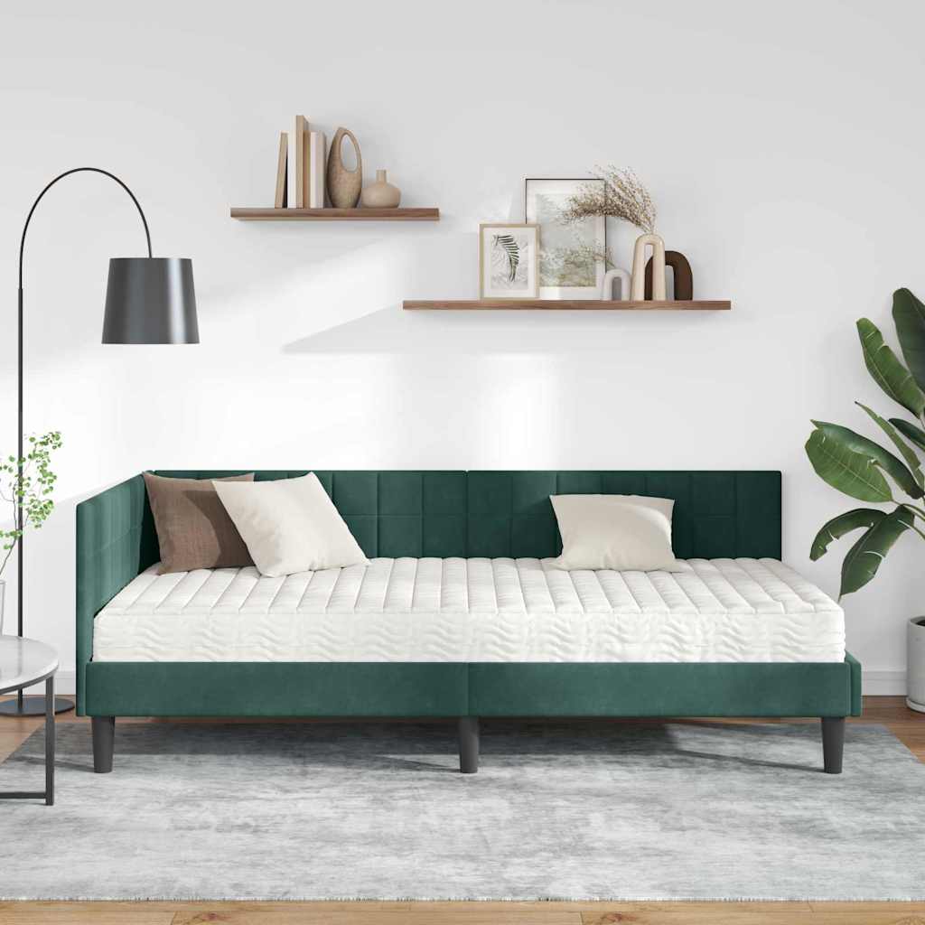 Struttura Letto Angolare con Materasso 2 pcs Verde Velluto 3393990