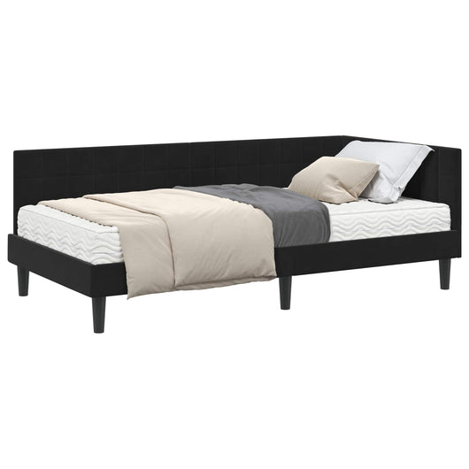Struttura Letto Angolare con Materasso 2 pcs Nero Velluto 3393993