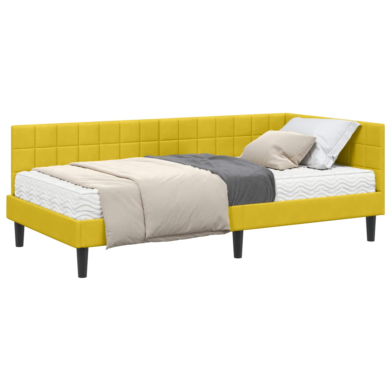 Struttura Letto Angolare con Materasso 2 pcs Giallo Velluto 3393994
