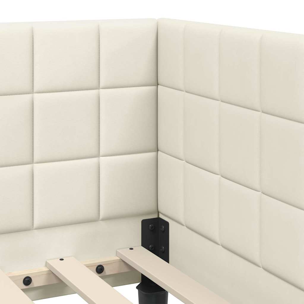 Struttura Letto Angolare con Materasso 2 pcs Crema Velluto 3393995