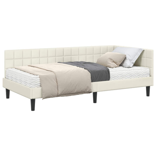 Struttura Letto Angolare con Materasso 2 pcs Crema Velluto 3393995