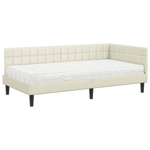 Struttura Letto Angolare con Materasso 2 pcs Crema Velluto 3393995