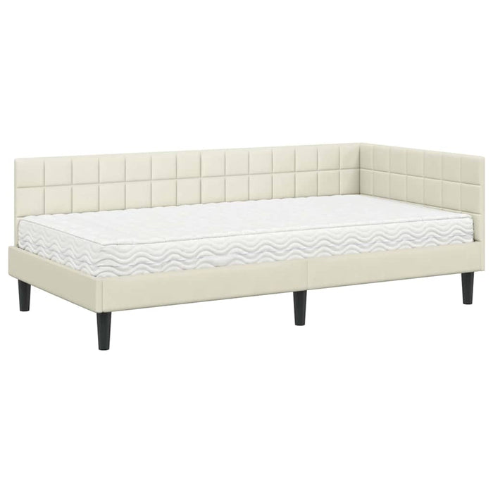 Struttura Letto Angolare con Materasso 2 pcs Crema Velluto 3393995