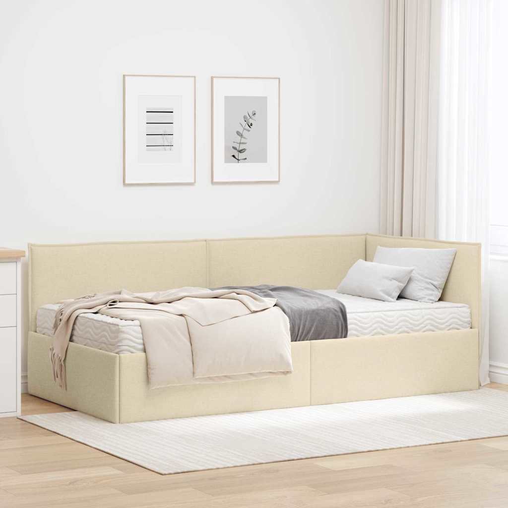 Struttura Letto Angolare con Materasso 2 pcs Crema Velluto 3394011