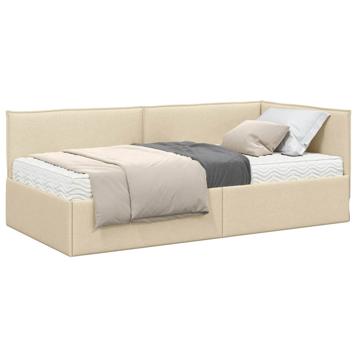 Struttura Letto Angolare con Materasso 2 pcs Crema Velluto 3394019