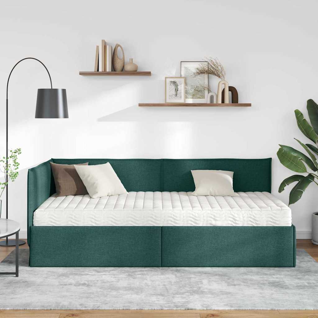 Struttura Letto Angolare con Materasso 2 pcs Verde Velluto 3394025