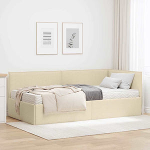 Struttura Letto Angolare con Materasso 2 pcs Crema Velluto 3394027