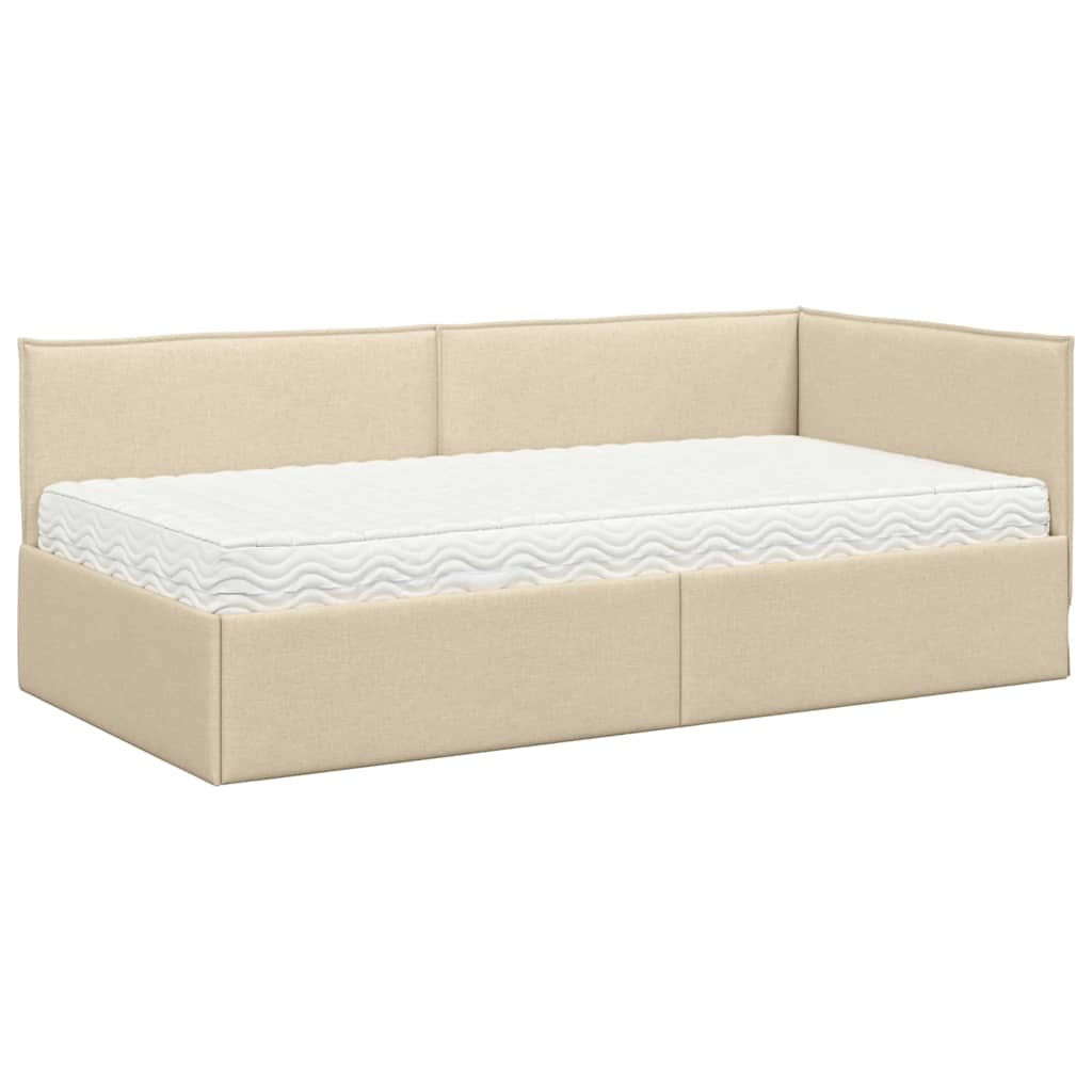 Struttura Letto Angolare con Materasso 2 pcs Crema Velluto 3394027