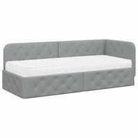 Cornice del letto ad angolo Grigio chiaro 80 x 200 cm Tessuto 3394029