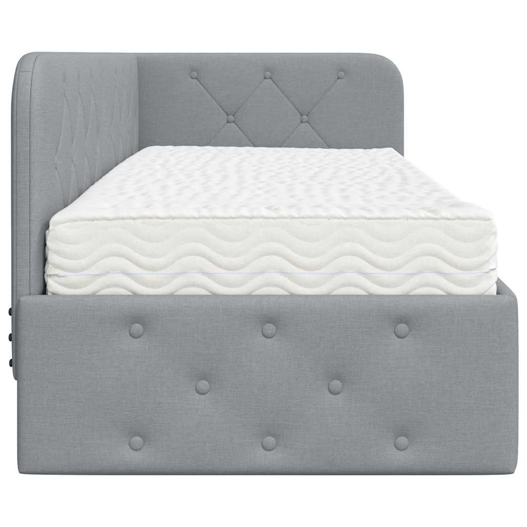 Cornice del letto ad angolo Grigio chiaro 80 x 200 cm Tessuto 3394029