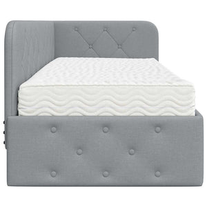 Cornice del letto ad angolo Grigio chiaro 80 x 200 cm Tessuto 3394029