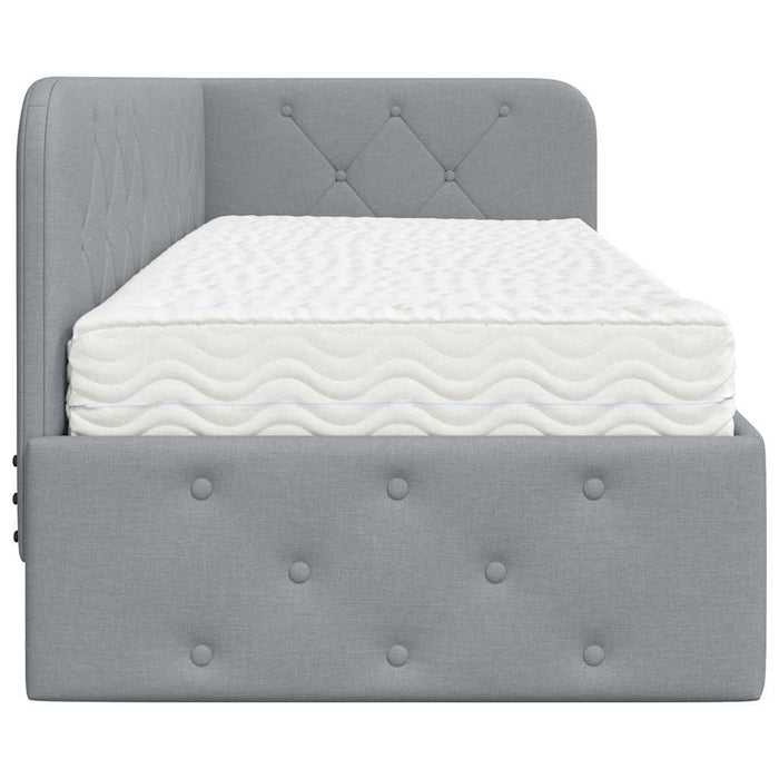 Cornice del letto ad angolo Grigio chiaro 80 x 200 cm Tessuto 3394029