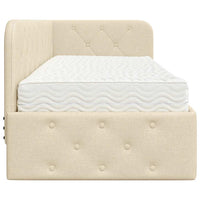 Cornice del letto ad angolo Crema 80 x 200 cm Tessuto 3394035