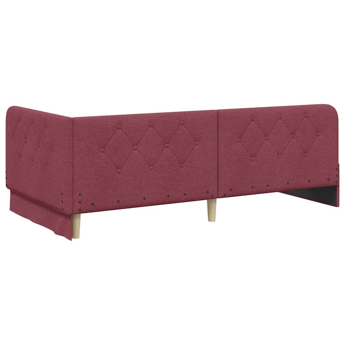 Cornice del letto ad angolo Rosso Vino 100 x 200 cm Tessuto 3394056