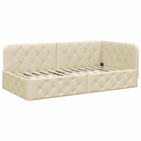 Cornice del letto ad angolo Crema 100 x 200 cm Tessuto 3394059