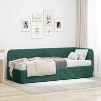 Cornice del letto ad angolo Verde Scuro 80 x 200 cm Velluto