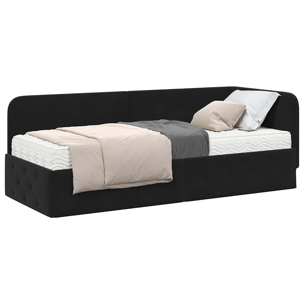 Cornice del letto ad angolo Nero 80 x 200 cm Velluto 3394067