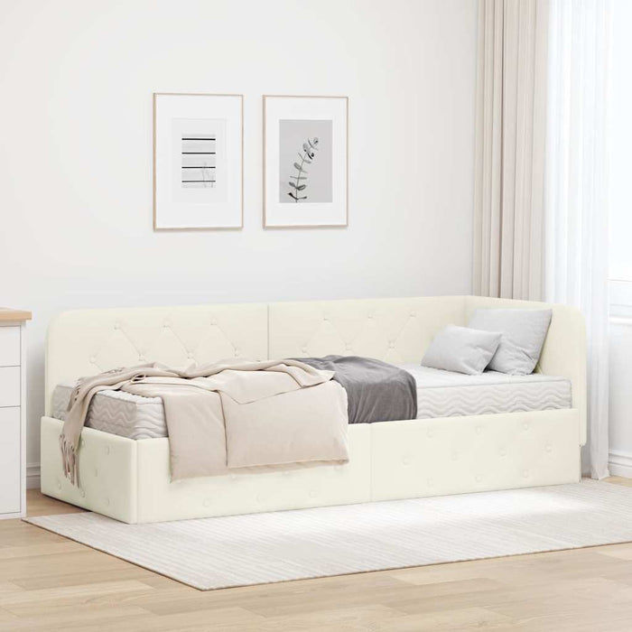 Cornice del letto ad angolo Crema 80 x 200 cm Velluto 3394069