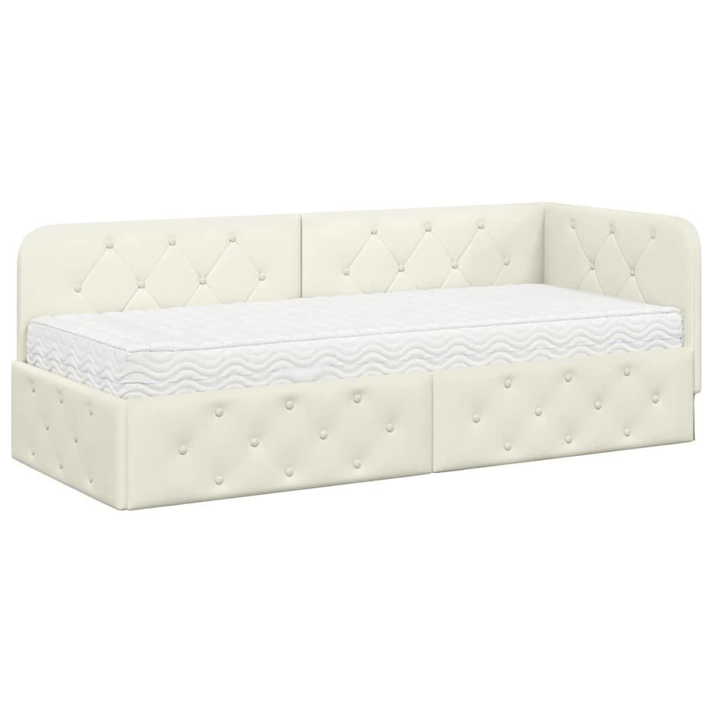 Cornice del letto ad angolo Crema 80 x 200 cm Velluto 3394069