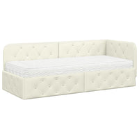 Cornice del letto ad angolo Crema 80 x 200 cm Velluto 3394069