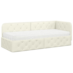 Cornice del letto ad angolo Crema 80 x 200 cm Velluto 3394069