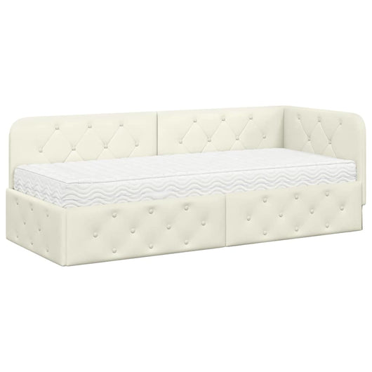 Cornice del letto ad angolo Crema 80 x 200 cm Velluto 3394069