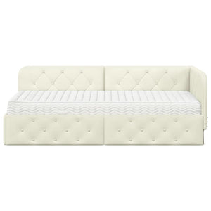 Cornice del letto ad angolo Crema 80 x 200 cm Velluto 3394069