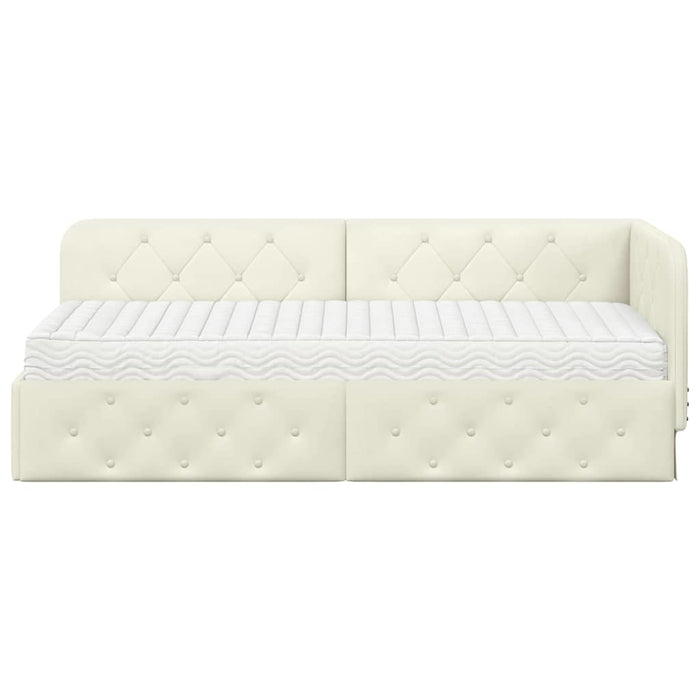 Cornice del letto ad angolo Crema 80 x 200 cm Velluto 3394069