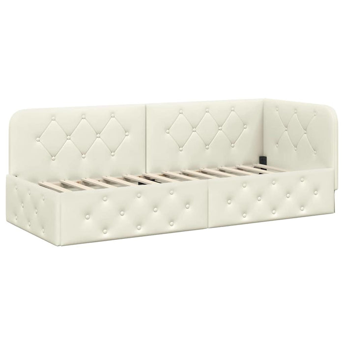 Cornice del letto ad angolo Crema 80 x 200 cm Velluto 3394069