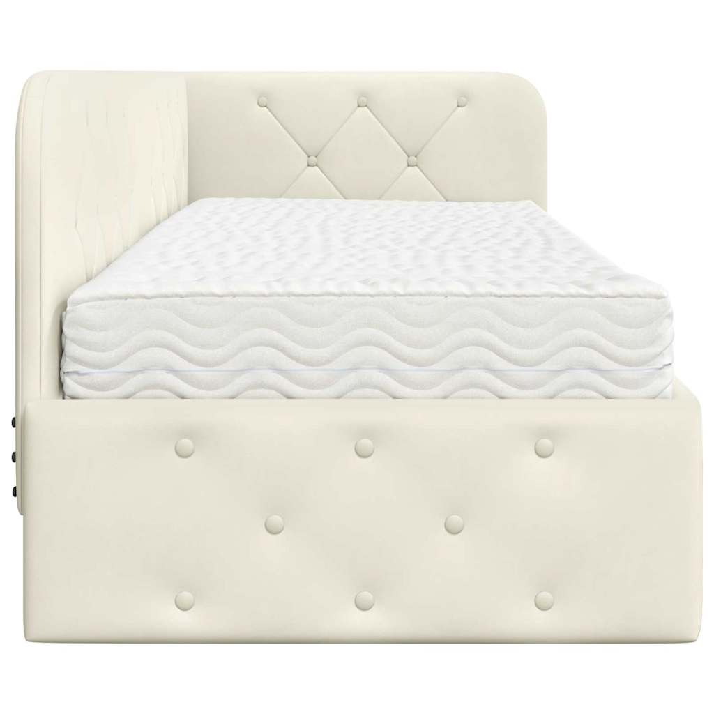 Cornice del letto ad angolo Crema 80 x 200 cm Velluto 3394069