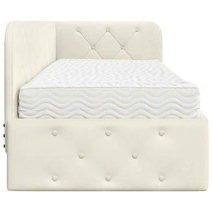 Cornice del letto ad angolo Crema 80 x 200 cm Velluto 3394069